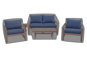 5 pc Newport Teak Loveseat Seating Group with 42" Coffee Table WeatherMAX Outdoor Weather Cover