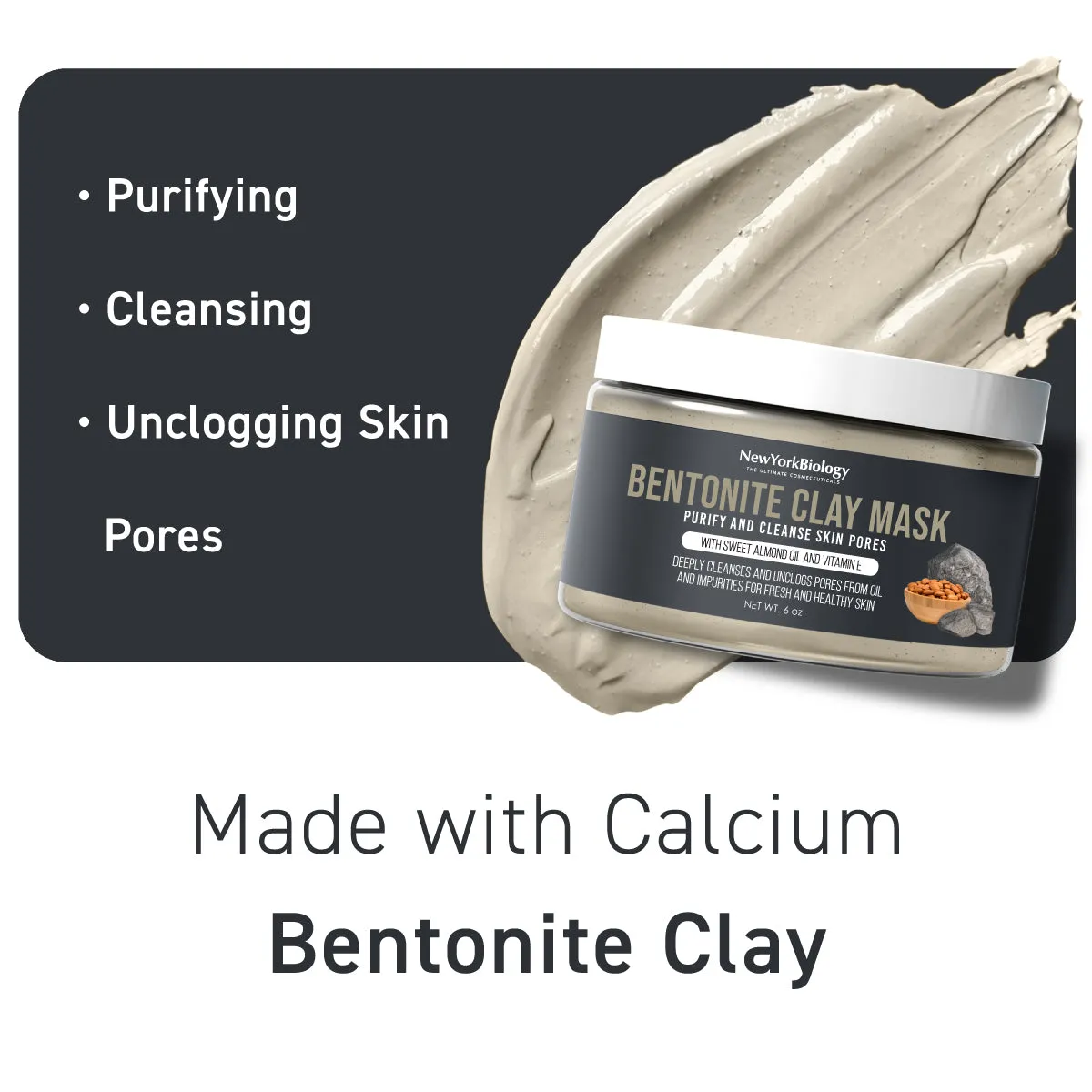 Bentonite Facial Mask 6 oz – Moisturizing and Hydrating Face Mask