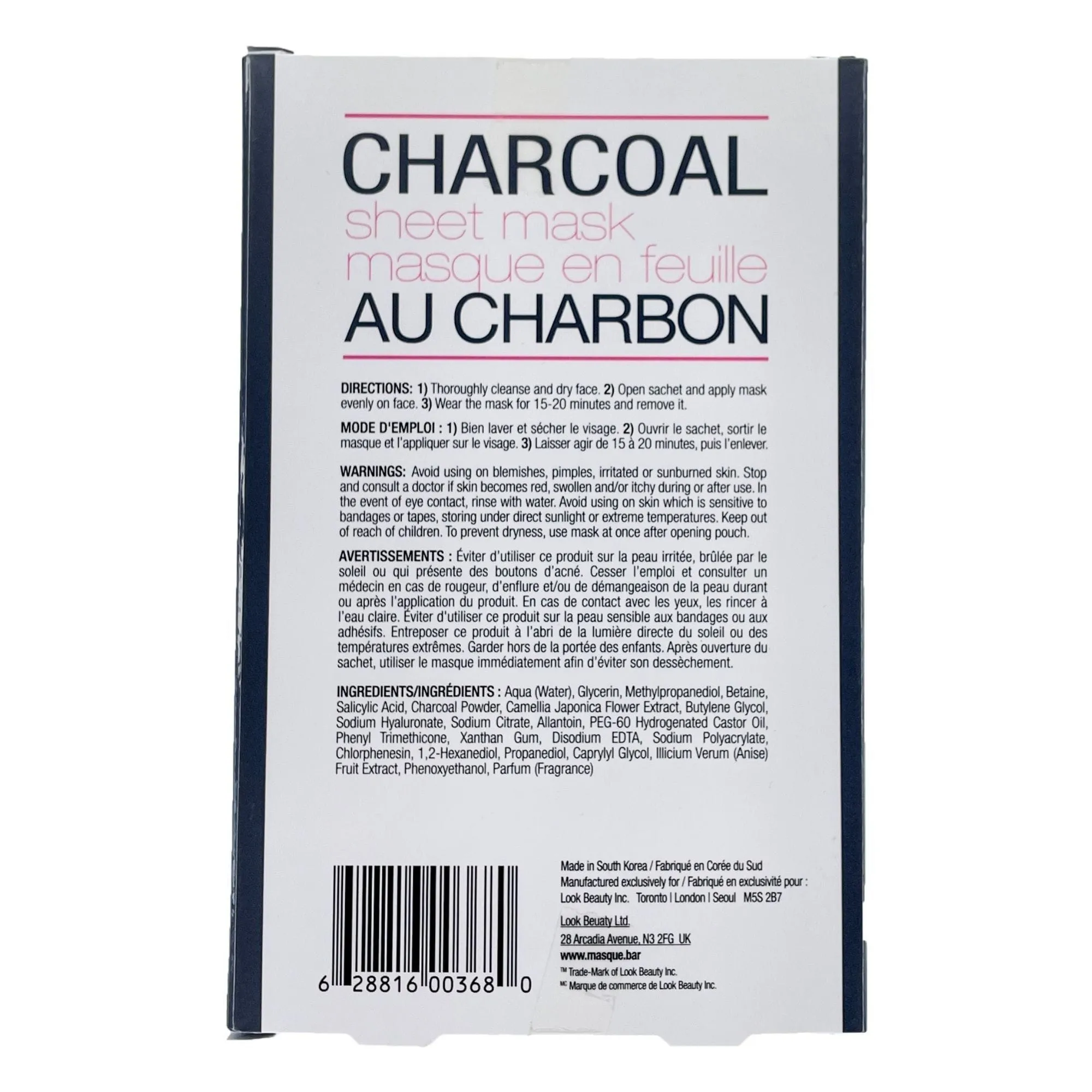 Charcoal Sheet Mask (3 Masks/Box)