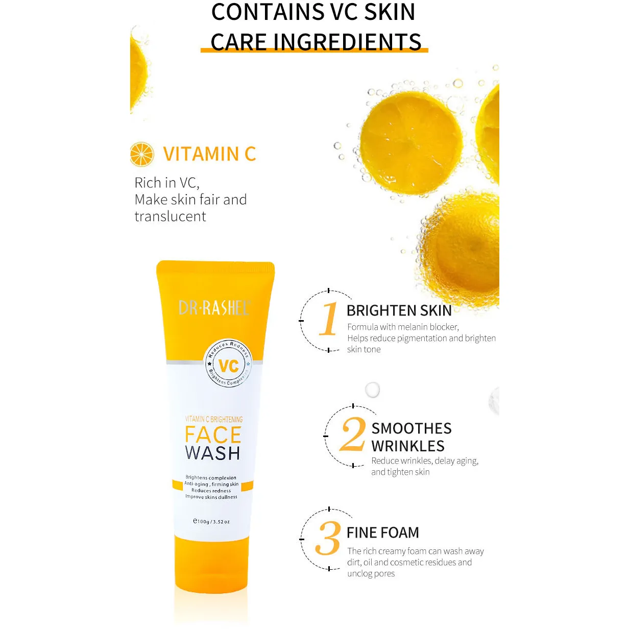 Combo - Dr. Rashel Vitamin C Face Wash, Serum & Cream