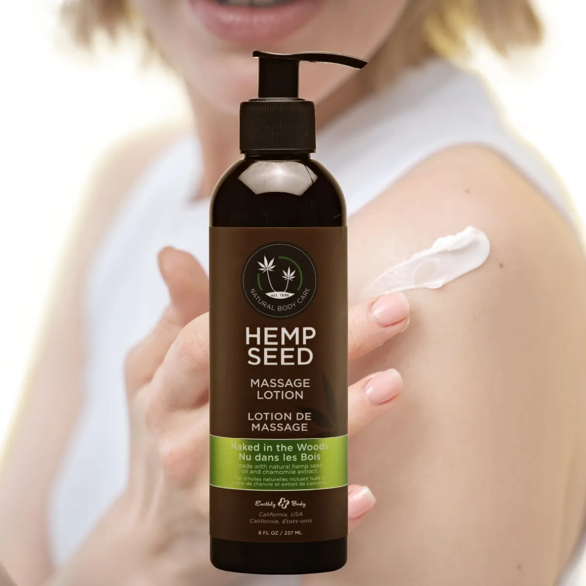 Earthly Body Hemp Seed Massage Lotion - Naked in the Woods, 8oz/237ml