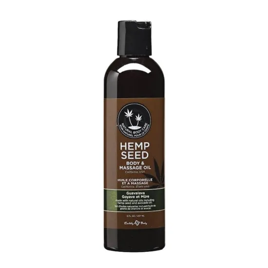 Earthly Body Hemp Seed Massage Oil - Guavalava, 8oz/236ml