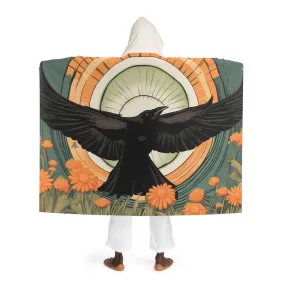 Flying Crow, Cozy Hooded Sherpa Fleece Blanket