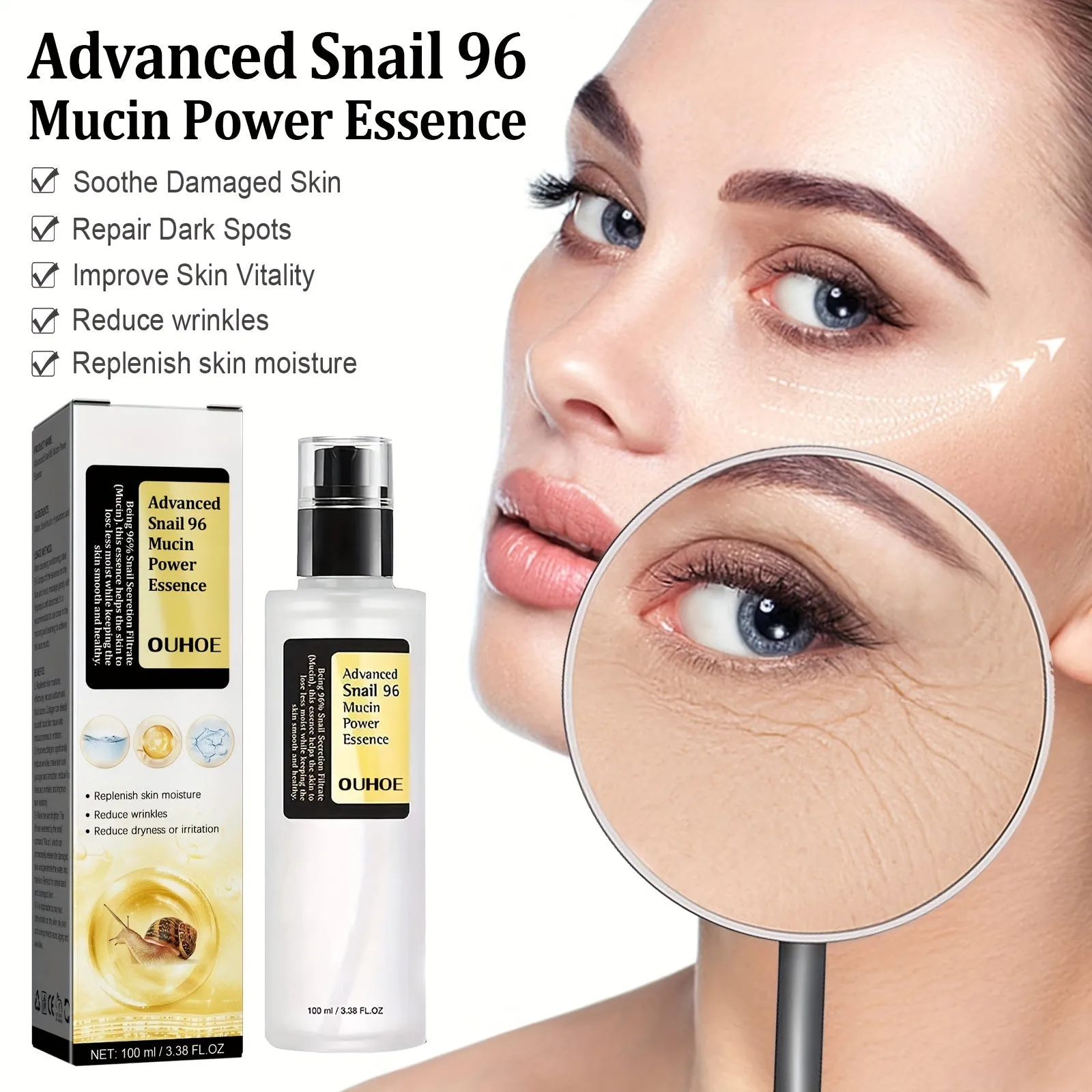 Hydrating Serum For Face With Snail Secretion Filtrate For Dark Spots And Fine Lines